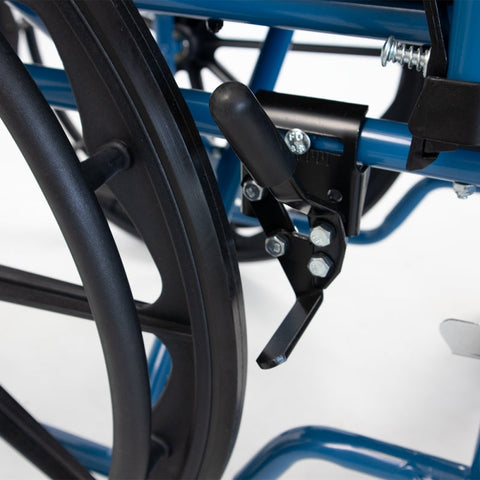 Sedia a rotelle pieghevole con ruote grandi estraibili, colore blu