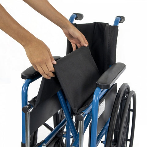 Sedia a rotelle pieghevole con ruote grandi estraibili, colore blu