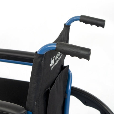 Sedia a rotelle pieghevole con ruote grandi estraibili, colore blu
