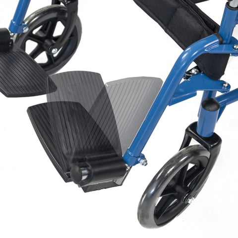Sedia a rotelle pieghevole con ruote piccole colore blu
