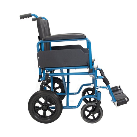 Sedia a rotelle pieghevole con ruote piccole colore blu