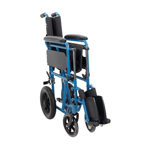 Sedia a rotelle pieghevole con ruote piccole colore blu