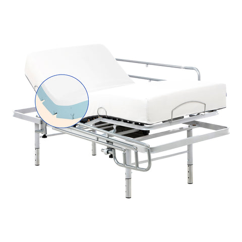 Geriafy - Pack Letto ortopedico elettrico | Materasso Visco Tencel (90x200 cm - Telecomando, Gambe regolabili + Sponde letto)