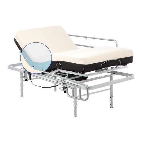 Geriafy - Pack Letto Elettrico Regolabile in 4 Altezze con Materasso Ortopedico Memory foam Cotone e sponde letto (80x190 cm, Gambe regolabili)