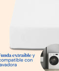 funda extraíble y compatible con lavadora
