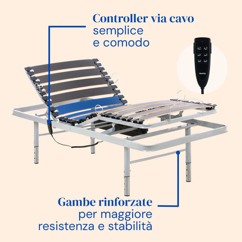 Letto ospedaliero con gambe regolabili e materasso sanitario viscoelastico plus