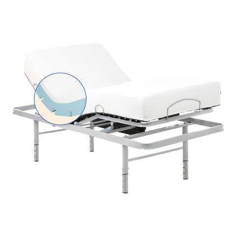 Geriafy - Pack Letto ortopedico elettrico | Materasso Visco Tencel (90x200 cm - Telecomando, Gambe regolabili)