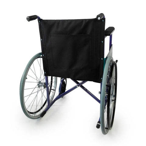 Sedia a rotelle pieghevole con ruote grandi colore blu
