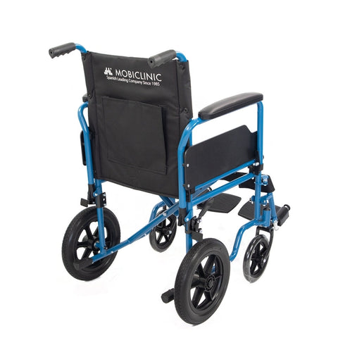 Sedia a rotelle pieghevole con ruote piccole colore blu