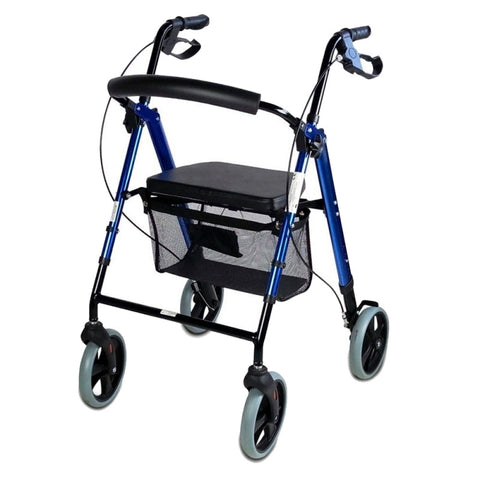 Rollator vouwen Walker met 4 grote blauwe wielen